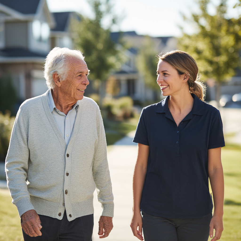 Companion walking with client